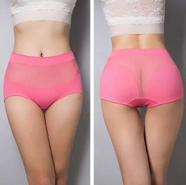 Women's cotton briefs hollow out high waist panties cotton underwear girl underpants lingerie