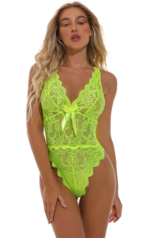 Women's Sexy Green Lace Babydoll